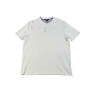 NWT Ben Sherman POLO 3 button pullover collarless shirt mens short sleeve beige